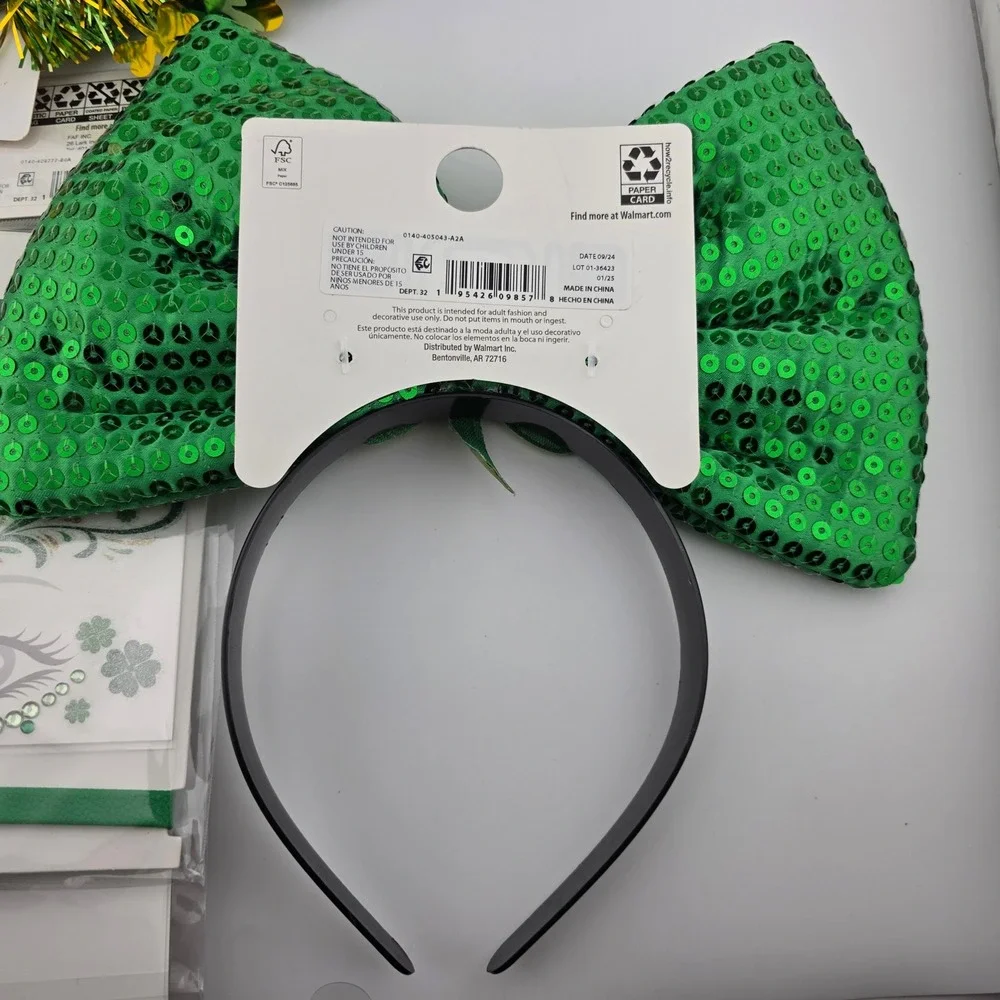 St Patrick's Day Accessory Bundle Headbands Necklaces Tattoos‎ Hair Clips